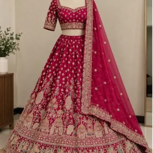 Deep Maroon Heritage Embroidered Lehenga