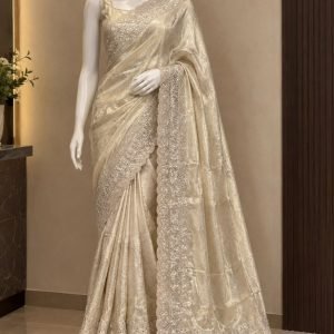 Champagne Gold Embellished Saree