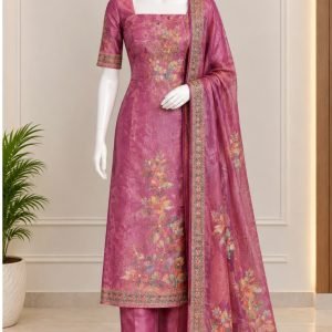 Rosewood Floral Printed Straight Suit Set